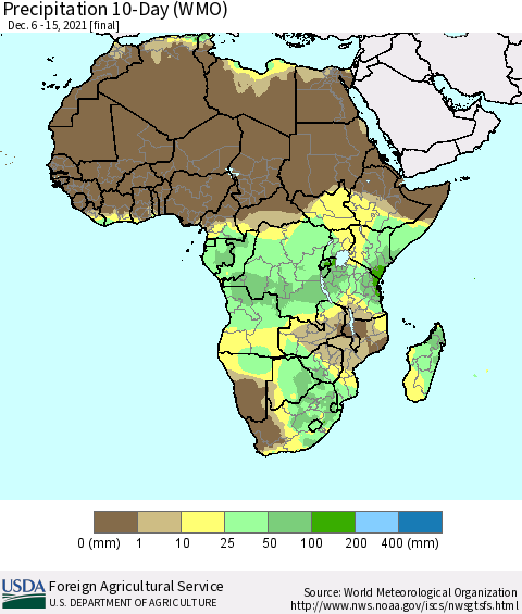Africa Precipitation 10-Day (WMO) Thematic Map For 12/6/2021 - 12/15/2021