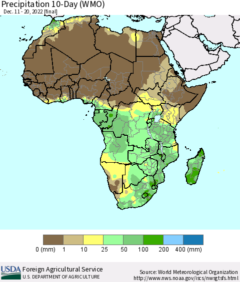 Africa Precipitation 10-Day (WMO) Thematic Map For 12/11/2022 - 12/20/2022