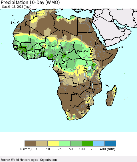 Africa Precipitation 10-Day (WMO) Thematic Map For 9/6/2023 - 9/15/2023