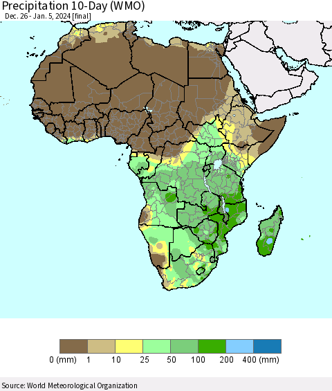 Africa Precipitation 10-Day (WMO) Thematic Map For 12/26/2023 - 1/5/2024