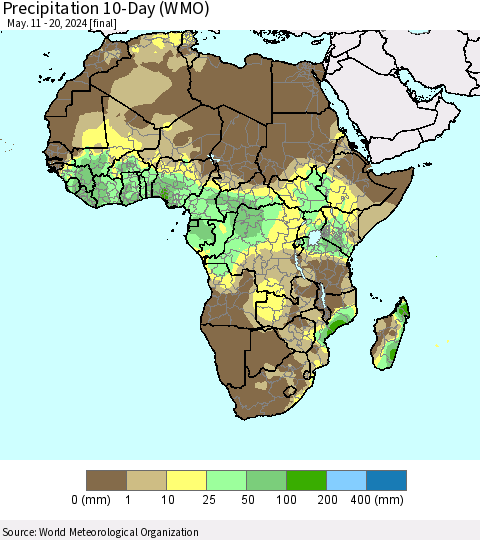 Africa Precipitation 10-Day (WMO) Thematic Map For 5/11/2024 - 5/20/2024
