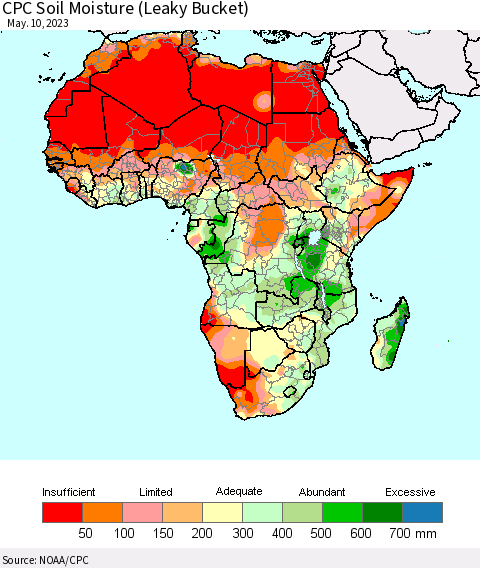 Africa CPC Soil Moisture (Leaky Bucket) Thematic Map For 5/6/2023 - 5/10/2023