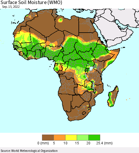 Africa Surface Soil Moisture (WMO) Thematic Map For 9/11/2022 - 9/15/2022