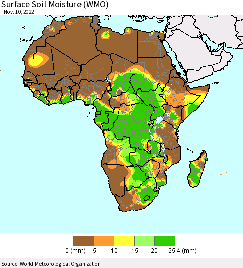 Africa Surface Soil Moisture (WMO) Thematic Map For 11/6/2022 - 11/10/2022