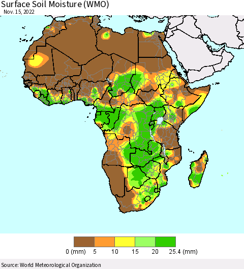 Africa Surface Soil Moisture (WMO) Thematic Map For 11/11/2022 - 11/15/2022