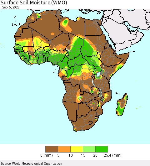 Africa Surface Soil Moisture (WMO) Thematic Map For 9/1/2023 - 9/5/2023