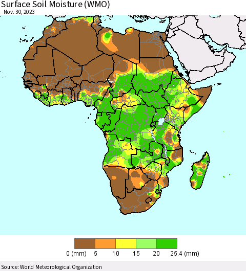 Africa Surface Soil Moisture (WMO) Thematic Map For 11/26/2023 - 11/30/2023