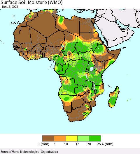 Africa Surface Soil Moisture (WMO) Thematic Map For 12/1/2023 - 12/5/2023
