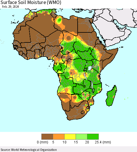 Africa Surface Soil Moisture (WMO) Thematic Map For 2/26/2024 - 2/29/2024