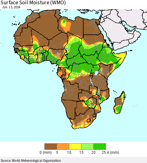 Africa Surface Soil Moisture (WMO) Thematic Map For 6/11/2024 - 6/15/2024