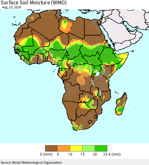 Africa Surface Soil Moisture (WMO) Thematic Map For 8/6/2024 - 8/10/2024