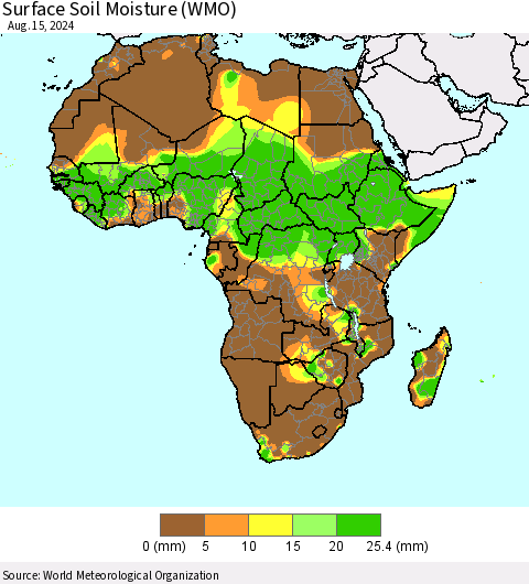 Africa Surface Soil Moisture (WMO) Thematic Map For 8/11/2024 - 8/15/2024