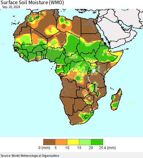 Africa Surface Soil Moisture (WMO) Thematic Map For 9/16/2024 - 9/20/2024