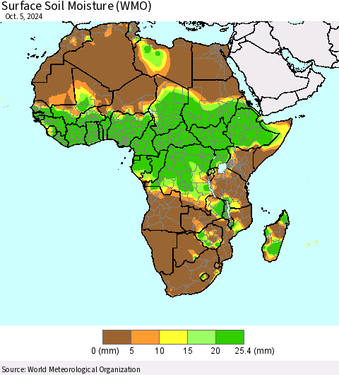 Africa Surface Soil Moisture (WMO) Thematic Map For 10/1/2024 - 10/5/2024