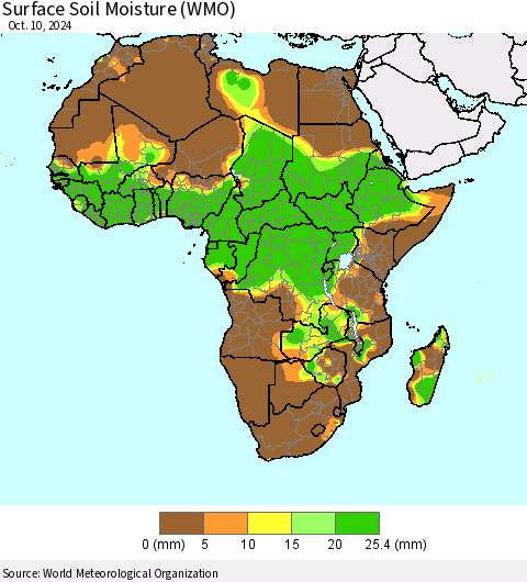 Africa Surface Soil Moisture (WMO) Thematic Map For 10/6/2024 - 10/10/2024