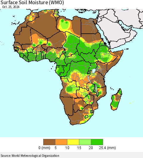 Africa Surface Soil Moisture (WMO) Thematic Map For 10/21/2024 - 10/25/2024