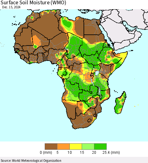 Africa Surface Soil Moisture (WMO) Thematic Map For 12/11/2024 - 12/15/2024