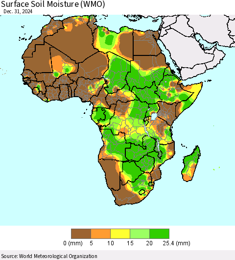 Africa Surface Soil Moisture (WMO) Thematic Map For 12/26/2024 - 12/31/2024