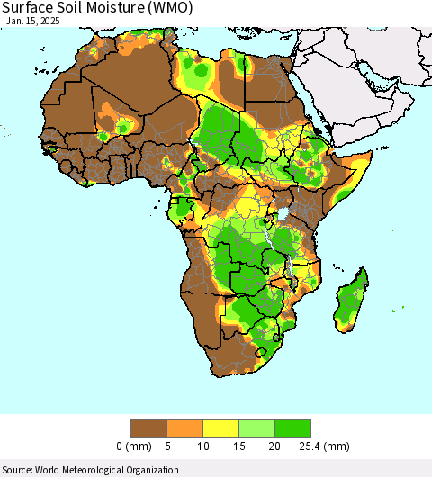 Africa Surface Soil Moisture (WMO) Thematic Map For 1/11/2025 - 1/15/2025