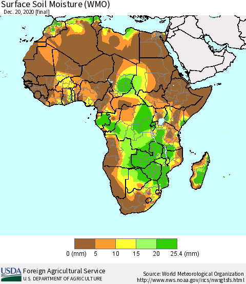 Africa Surface Soil Moisture (WMO) Thematic Map For 12/14/2020 - 12/20/2020
