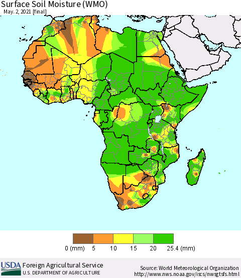 Africa Surface Soil Moisture (WMO) Thematic Map For 4/26/2021 - 5/2/2021