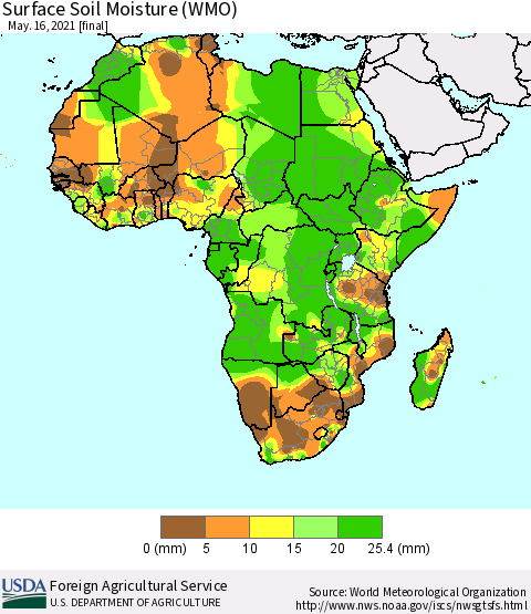 Africa Surface Soil Moisture (WMO) Thematic Map For 5/10/2021 - 5/16/2021