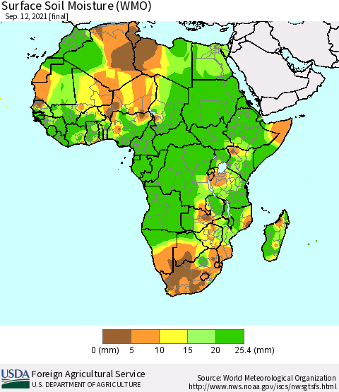 Africa Surface Soil Moisture (WMO) Thematic Map For 9/6/2021 - 9/12/2021