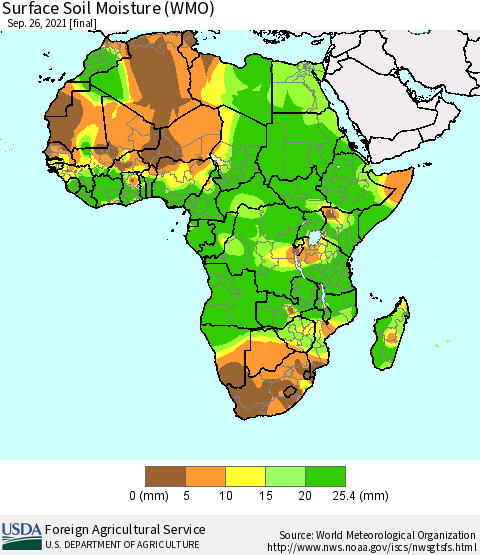 Africa Surface Soil Moisture (WMO) Thematic Map For 9/20/2021 - 9/26/2021