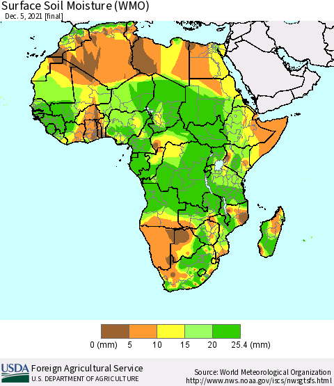Africa Surface Soil Moisture (WMO) Thematic Map For 11/29/2021 - 12/5/2021