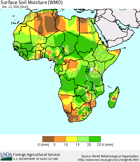 Africa Surface Soil Moisture (WMO) Thematic Map For 12/6/2021 - 12/12/2021