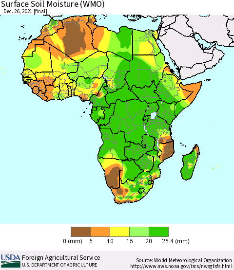 Africa Surface Soil Moisture (WMO) Thematic Map For 12/20/2021 - 12/26/2021