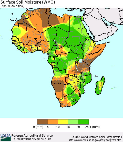 Africa Surface Soil Moisture (WMO) Thematic Map For 4/4/2022 - 4/10/2022