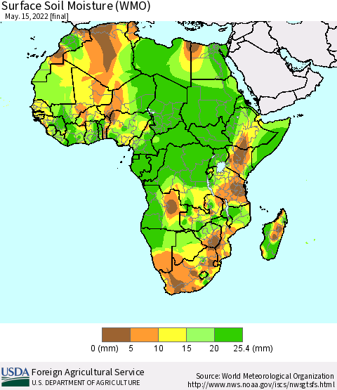 Africa Surface Soil Moisture (WMO) Thematic Map For 5/9/2022 - 5/15/2022