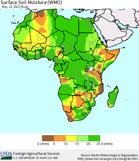 Africa Surface Soil Moisture (WMO) Thematic Map For 5/16/2022 - 5/22/2022