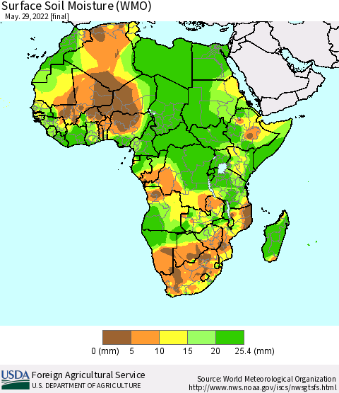 Africa Surface Soil Moisture (WMO) Thematic Map For 5/23/2022 - 5/29/2022