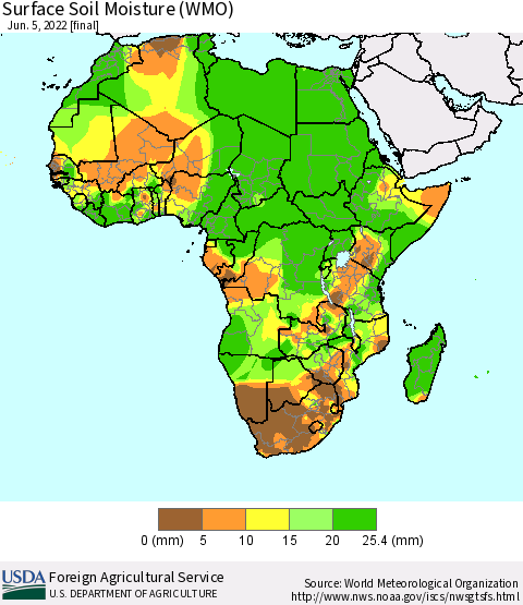 Africa Surface Soil Moisture (WMO) Thematic Map For 5/30/2022 - 6/5/2022