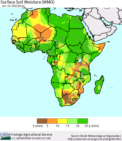 Africa Surface Soil Moisture (WMO) Thematic Map For 6/13/2022 - 6/19/2022