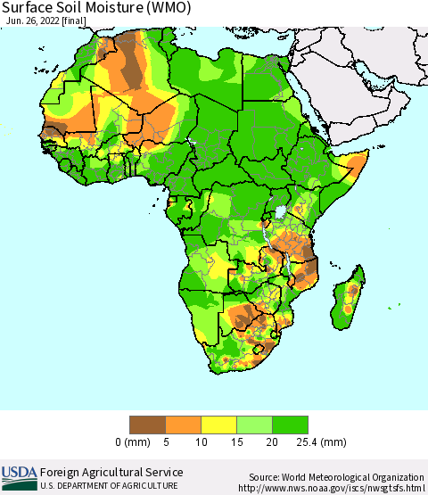 Africa Surface Soil Moisture (WMO) Thematic Map For 6/20/2022 - 6/26/2022