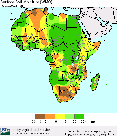 Africa Surface Soil Moisture (WMO) Thematic Map For 7/4/2022 - 7/10/2022
