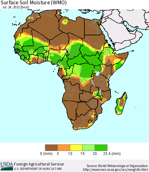 Africa Surface Soil Moisture (WMO) Thematic Map For 7/18/2022 - 7/24/2022
