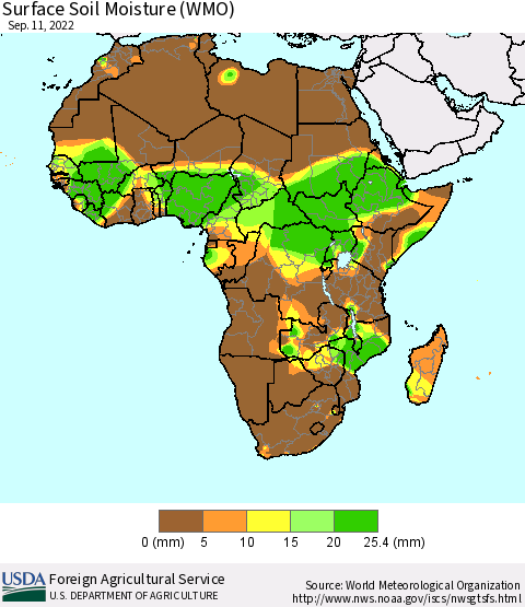 Africa Surface Soil Moisture (WMO) Thematic Map For 9/5/2022 - 9/11/2022