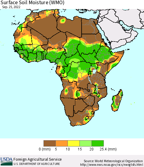 Africa Surface Soil Moisture (WMO) Thematic Map For 9/19/2022 - 9/25/2022