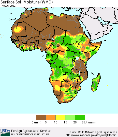 Africa Surface Soil Moisture (WMO) Thematic Map For 10/31/2022 - 11/6/2022