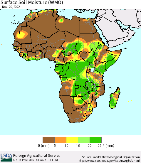 Africa Surface Soil Moisture (WMO) Thematic Map For 11/14/2022 - 11/20/2022