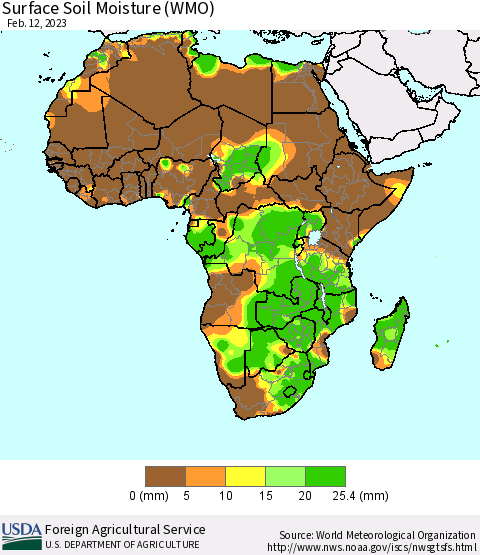 Africa Surface Soil Moisture (WMO) Thematic Map For 2/6/2023 - 2/12/2023