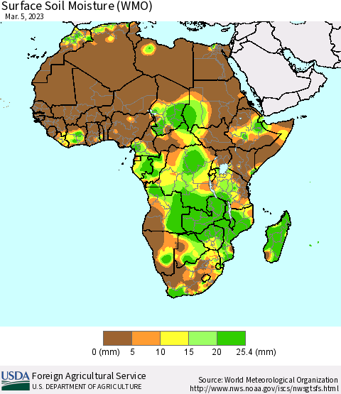 Africa Surface Soil Moisture (WMO) Thematic Map For 2/27/2023 - 3/5/2023