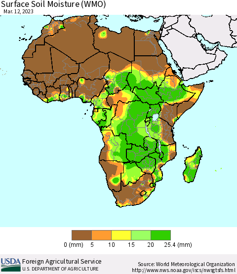 Africa Surface Soil Moisture (WMO) Thematic Map For 3/6/2023 - 3/12/2023