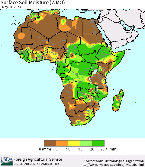 Africa Surface Soil Moisture (WMO) Thematic Map For 5/15/2023 - 5/21/2023