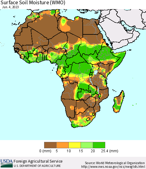 Africa Surface Soil Moisture (WMO) Thematic Map For 5/29/2023 - 6/4/2023