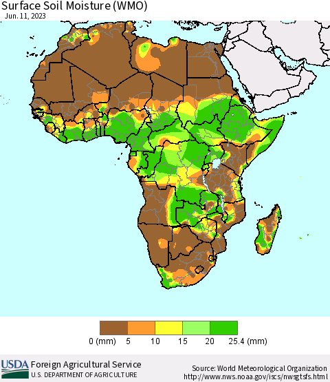 Africa Surface Soil Moisture (WMO) Thematic Map For 6/5/2023 - 6/11/2023